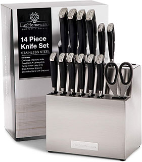 LuxHomewares 14 pc Stainless Kitchen Knife Set