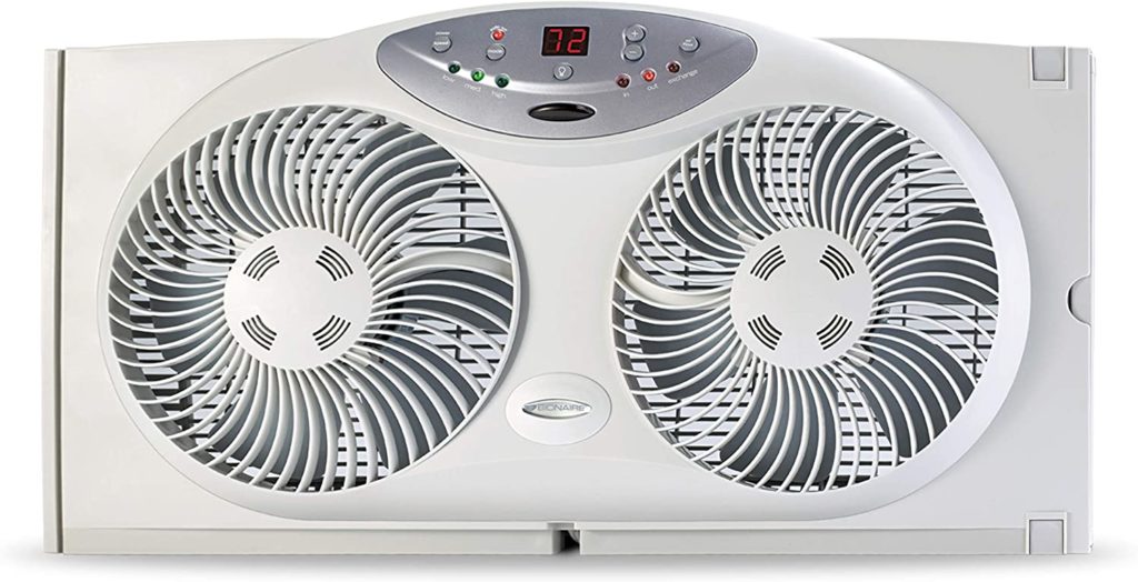 Twin Reversible Airflow Blades and Remote Control, White's Bionaire Window Fan